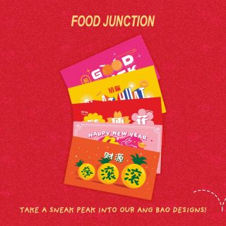 Curious to see how our Red Packets look? Swipe left!

Food Junction has collaborated with Coca-Cola® to release a limited edition Angbao pack of 5-pieces. Each Angbao features a playful take on some commonly used greetings that you can use this Chinese New Year. Not only that, each pack also contains a voucher for you to get a cup of hot Kopi/Teh for only $0.50 at selected outlets.

Want one? Simply spend a minimum of $8 in a single receipt and purchase a Coca-Cola® item to redeem a pack FREE! 

* Available at all Food Junction outlets
* While Stocks Last
* T&Cs apply

#foodjunctionsg #hopintoprosperity