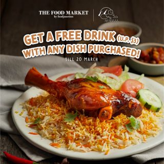 <NEW STALL OPENING> Bold flavours spiced to perfection at Arabiaaa, now open at The Food Market Century Square! To celebrate this new opening, Arabiaaa is offering a free drink (U.P. $3) with any dish purchased! 

* Available only at Arabiaaa, The Food Market Century Square till 20 March 2023. T&Cs apply.

#foodjunctionsg #eatwhatyouwant